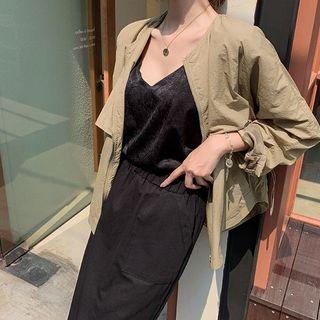 Drawcord-waist Zip-up Jacket