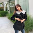 Lace-capelet Belted Military Jacket