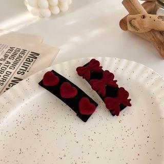 Flocking Bow / Heart Fabric Hair Clip