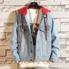 Embroidered Hooded Denim Button Jacket