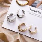 Polished Layered Alloy Open Hoop Earring