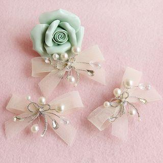 Bridal Faux Pearl Bow Hair Clip