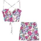 Floral Cropped Top / Mini A-line Skirt