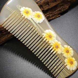 Floral Print Hair Comb Khaki - One Size