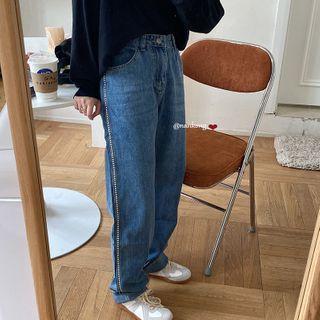 High-waist Sequined Jeans