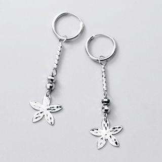 925 Sterling Silver Flower Dangle Earring 1 Pair - 925 Sterling Silver Flower Dangle Earring - One Size