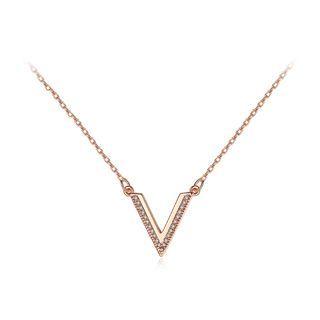 Simple Personality Plated Rose Gold V-shaped Necklace With Cubic Zirconia Rose Gold - One Size