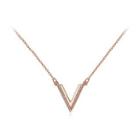 Simple Personality Plated Rose Gold V-shaped Necklace With Cubic Zirconia Rose Gold - One Size