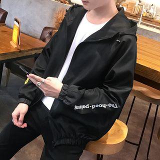Embroidered Smiley Face Zip Hooded Jacket / Short-sleeve T-shirt / Set