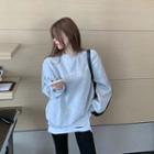 Lettering Embroidered Sweatshirt Light Gray - One Size