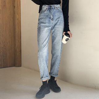 Straight Leg Jeans Denim Blue - S