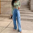 Slit Gradation Wide-leg Jeans