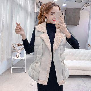 Sleeveless Shearling Panel Padded Coat