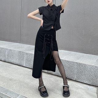 Asymmetrical Strappy Pencil Skirt