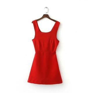 Cross Back Sleeveless A-line Dress