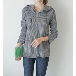 V-neck Striped Hoodie