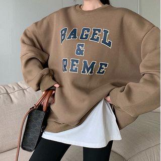 Lettering Sweatshirt Lettering - Brown - One Size