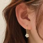Flower Rhinestone Sterling Silver Dangle Earring Eh1034 - 1 Pair - Gold - One Size