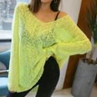 V-neck Light Nubby-knit Sweater