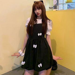 Short-sleeve Blouse / Bow Detail Mini Jumper Dress