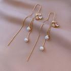 Cherry Rhinestone Faux Pearl Fringed Earring 1 Pair - Gold - One Size