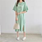 Ruffle-sleeve Letter Print T-shirt Dress