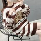 Lettering Striped Sweater Dress