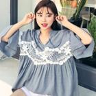 Tie-front Eyelet-panel Top