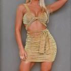 Set: Cropped Glitter Camisole Top + Mini Fitted Skirt