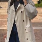 Contrast-collar Mac Coat Ivory - One Size