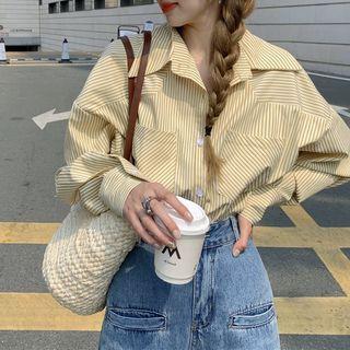 Long-sleeve Striped Pocket-detail Shirt