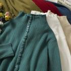 High-neck Rib-knit Top In 10 Colors