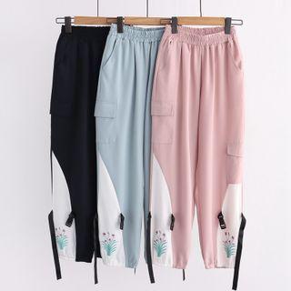 Buckled Floral Chiffon Pants