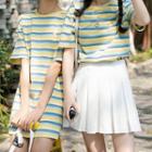 Short-sleeve Striped T-shirt / Mini A-line Dress / Spaghetti Strap Top