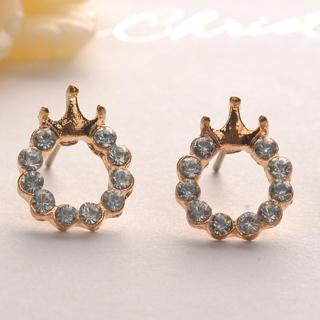 Diamond Crown Earrings - Gold Gold - One Size