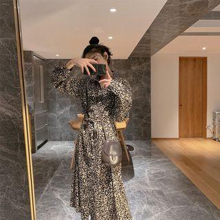 Leopard Print Midi Shirtdress