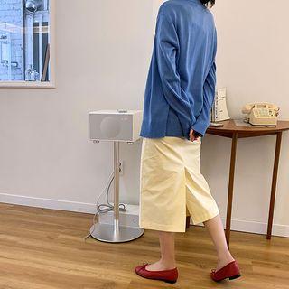 Slit-back Pastel-color H-line Skirt