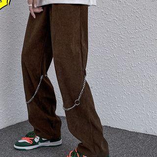 Chained Corduroy Straight Leg Pants