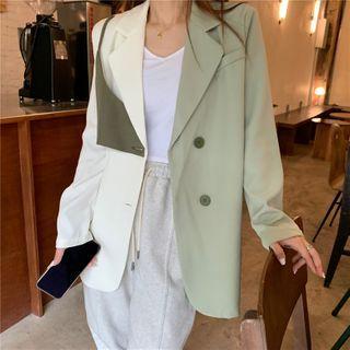 Paneled Blazer White & Green - One Size