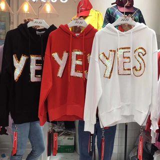 Sequined Lettering Hoodie