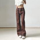 Low Rise Contrast Stitched Wide Leg Jeans