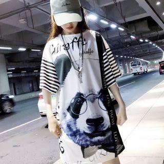 3/4-sleeve Panda Print T-shirt Dress