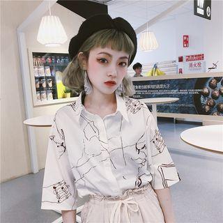 Printed Short-sleeve Shirt White - One Size