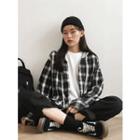Hooded Loose-fit Plaid Shirt