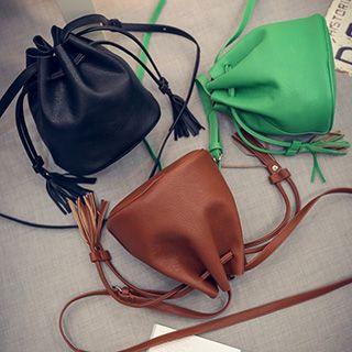 Faux Leather Drawstring Bag