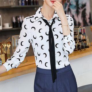 Set: Crescent Print Shirt + Sash