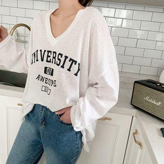 V-neck Varsity M Lange T-shirt White - One Size