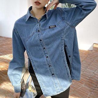 Slitted Denim Shirt