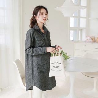 Tab-sleeve M Lange Shirtdress Dark Gray - One Size