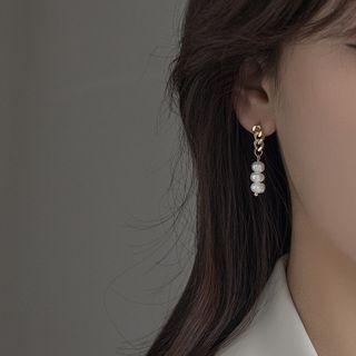 Faux Pearl Alloy Chain Dangle Earring 1 Pr - Gold - One Size